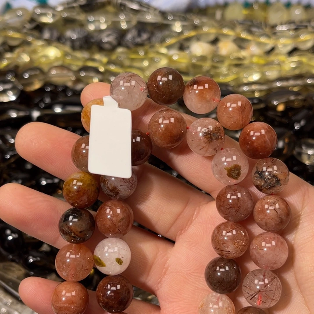 玛瑙/玉髓散珠红兔毛卡12