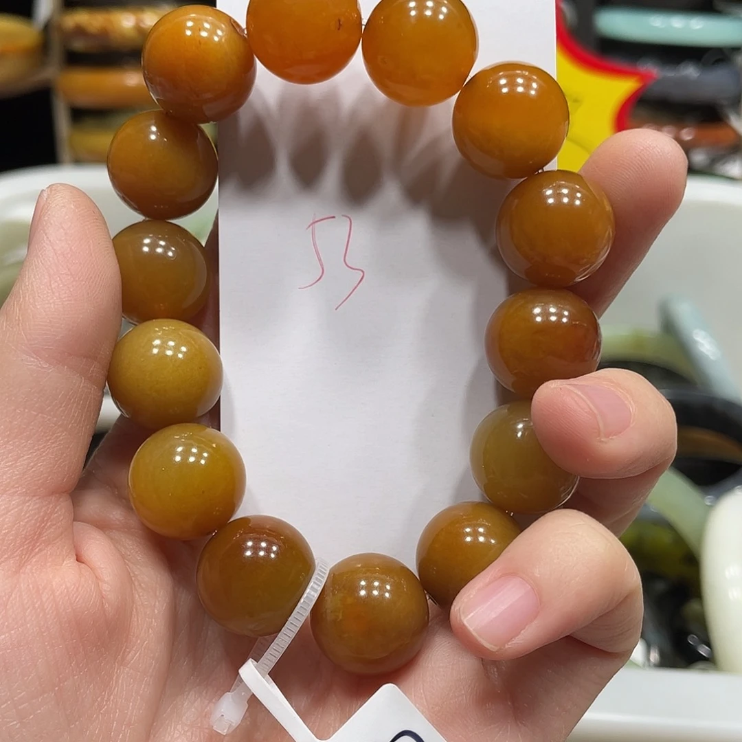 蛇纹石玉手串未镶嵌微瑕