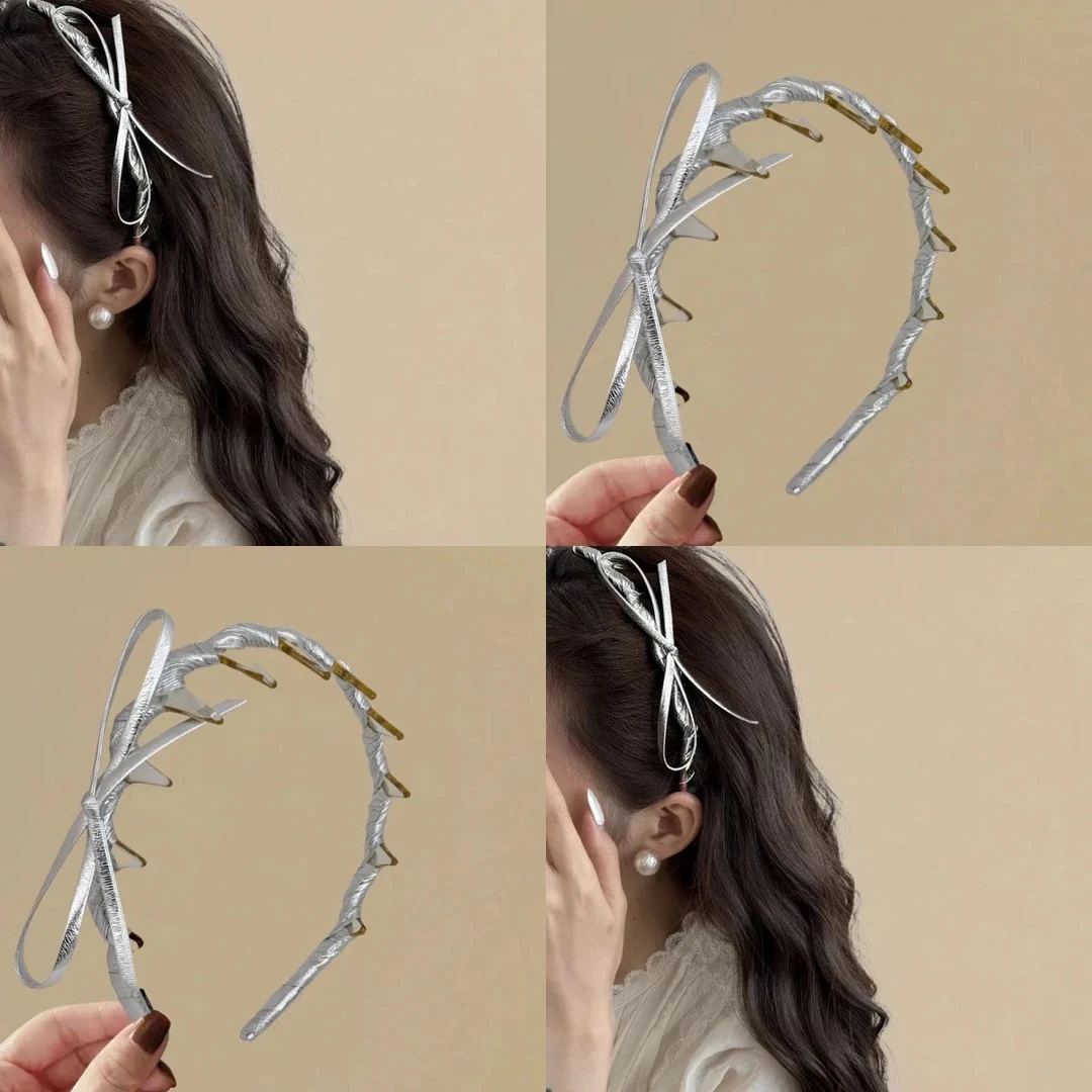 yislon银临少女甜美韩系带齿痕波浪缠绕蝴蝶结高颅顶发箍兰知春序