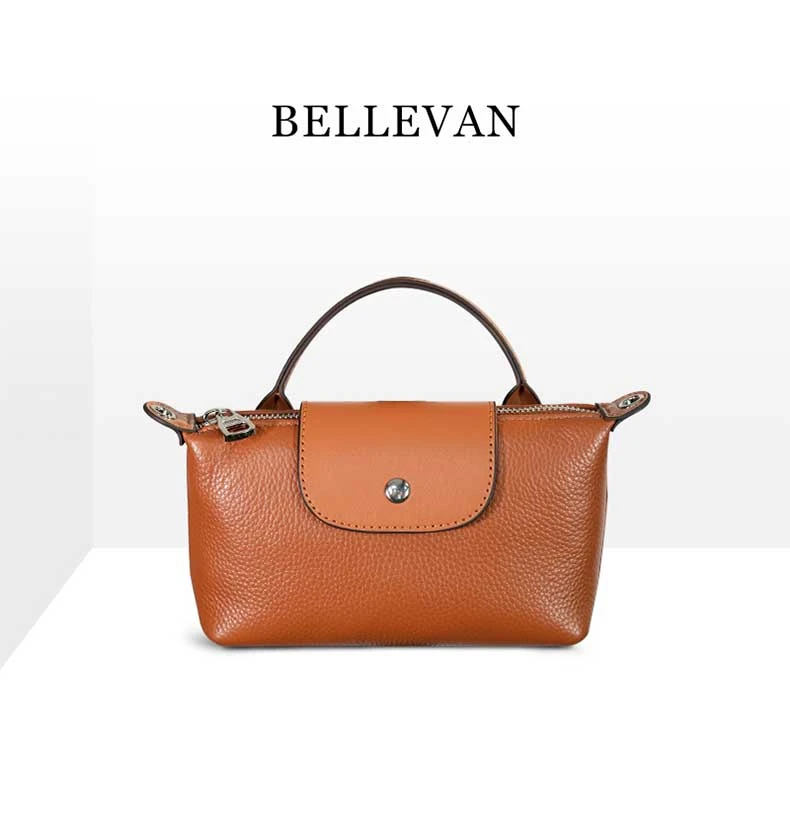 【BELLEVAN】头层牛皮时尚百搭单肩小众斜挎手提包女包轻奢真皮包