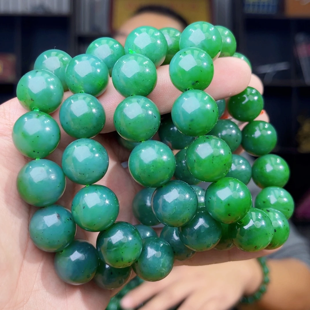 和田玉未镶嵌手串天然和田玉俄罗斯五号矿碧玉卡16多样性发其一