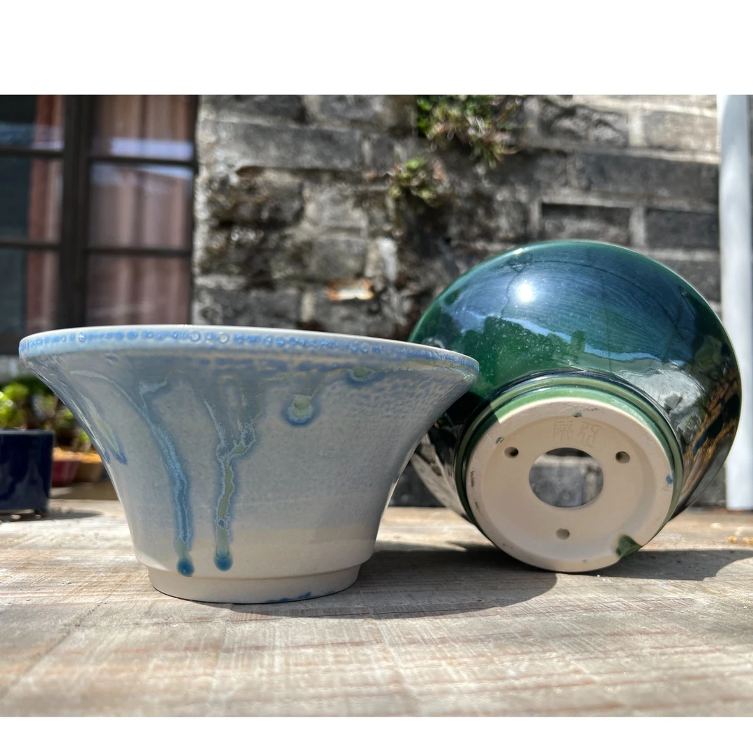 17号全品-文人斗笠釉盆 外径16.7*16.7*8.8 高温窑变盆景花盆
