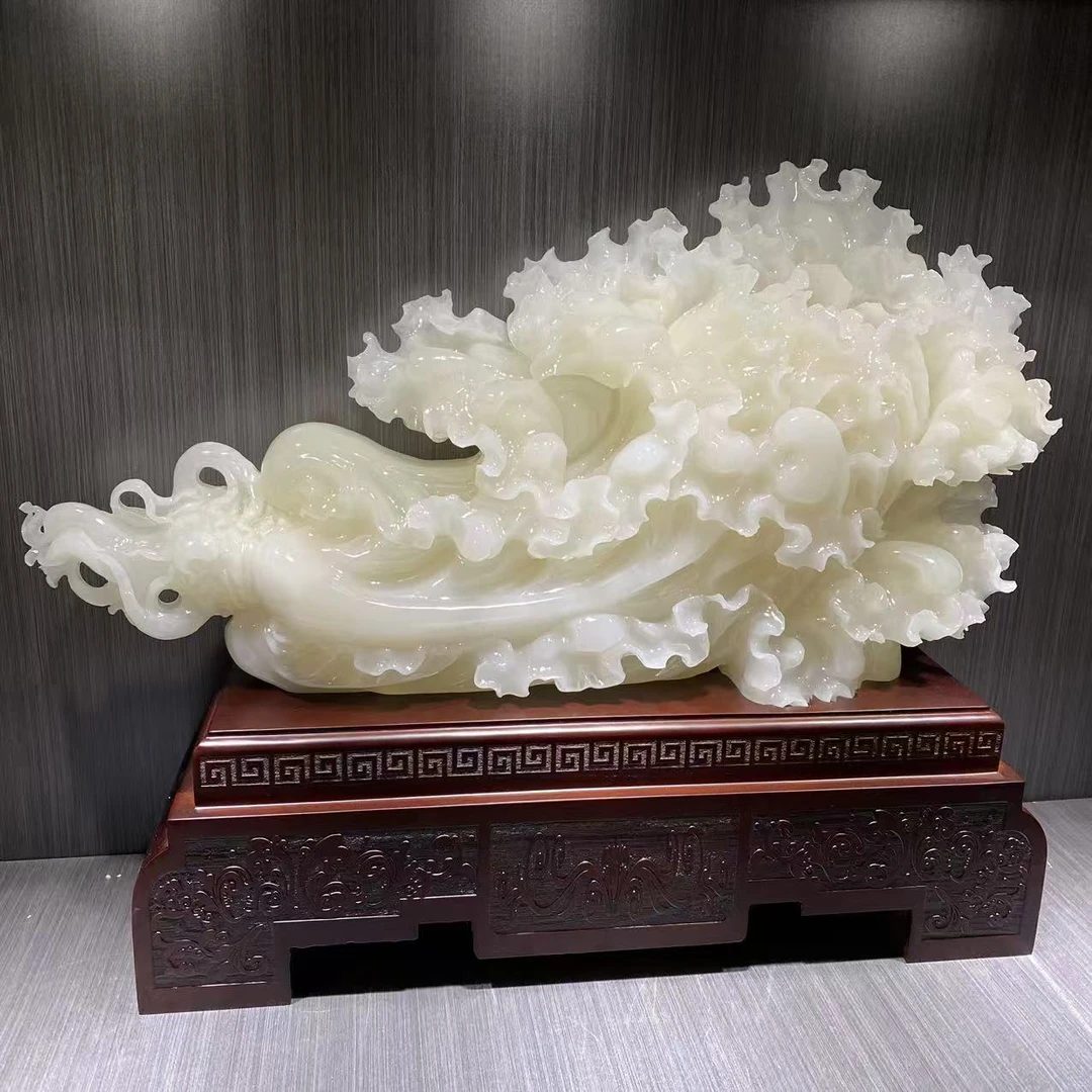 新中式天然玉石白菜摆件适合乔迁开业家居装饰