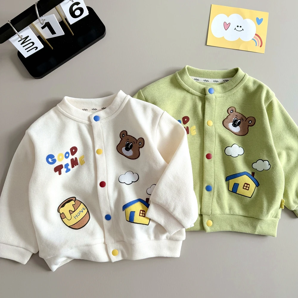 儿童春季开衫 ~男女童可爱卡通薄款外套宝宝洋气新款圆领上衣童装