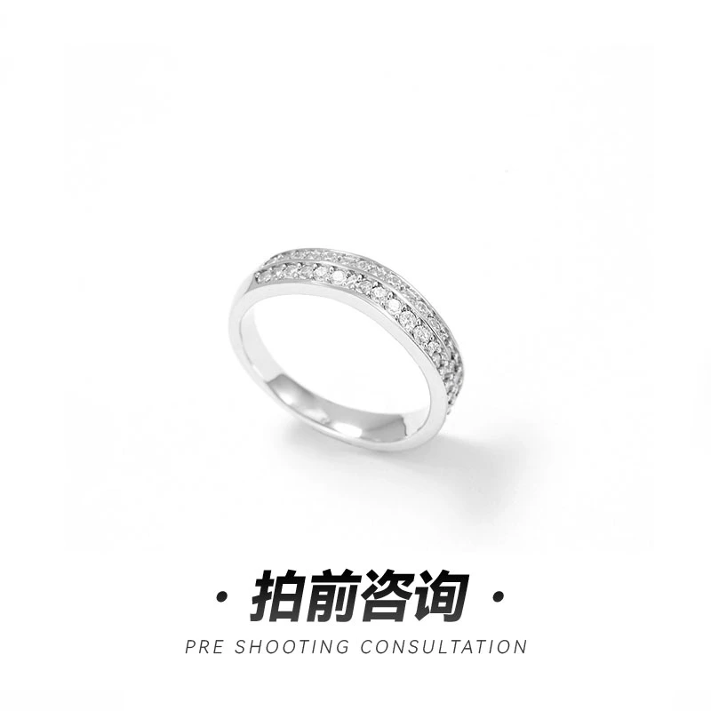 合金戒指 【linlin专属】单T双T满钻字母戒指镶钻欧美简约潮流饰