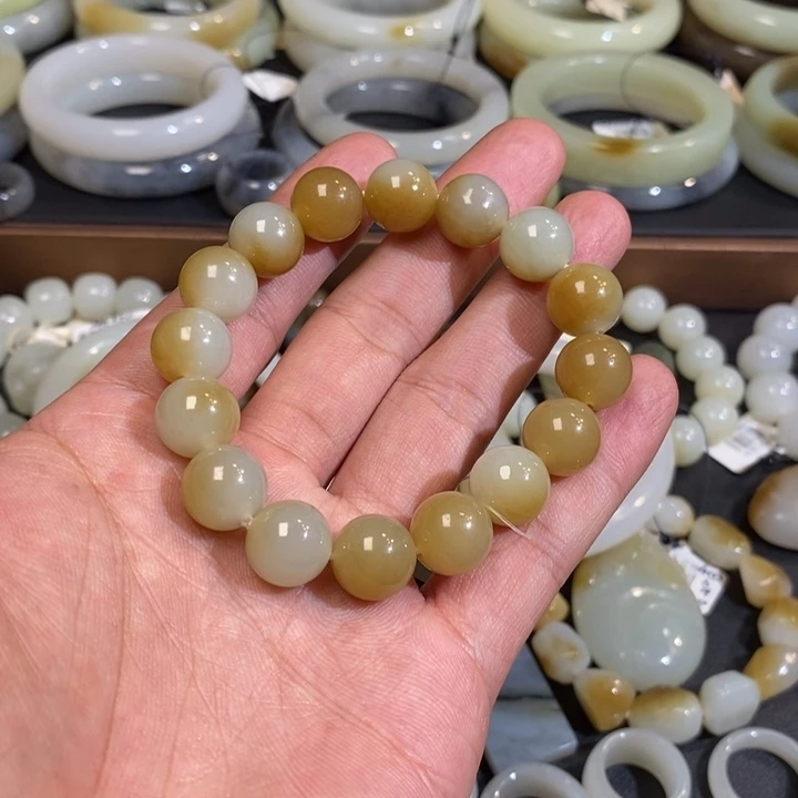 未镶嵌手链和田玉新疆若羌扶果岭李保国矿老料圆珠手串