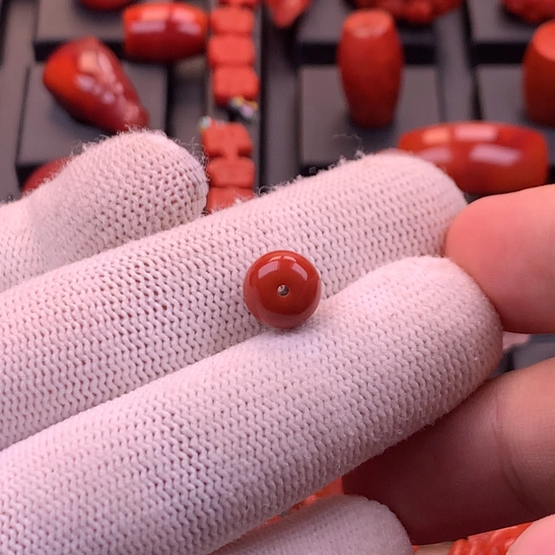 南红玛瑙未镶嵌川料原矿满色满肉老型单珠9.5mm