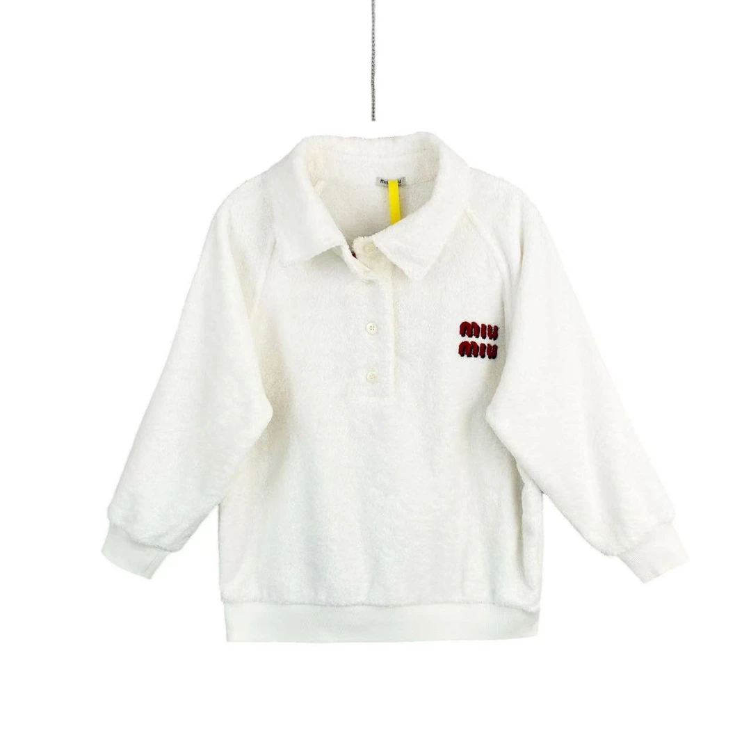 95新 MIU MIU/缪缪  qq528 棉 字母logo标语Polo上衣 XS码
