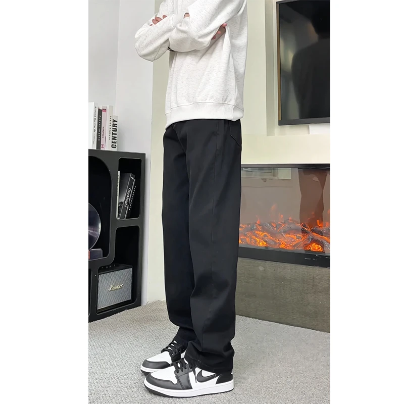 男春秋黑色弹力牛仔裤潮牌高端男士合身直筒2025新款男裤休闲裤子