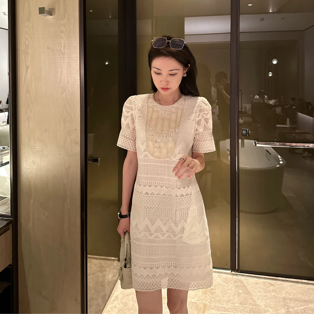 17【清】【米卡私服】【白塔公园】夏季复古气质蕾丝连衣裙中长款