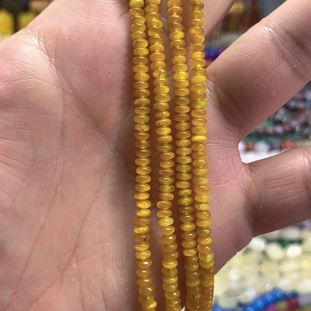 玛瑙/玉髓未镶嵌珠宝半成品天然金虎算盘一条卡4mm