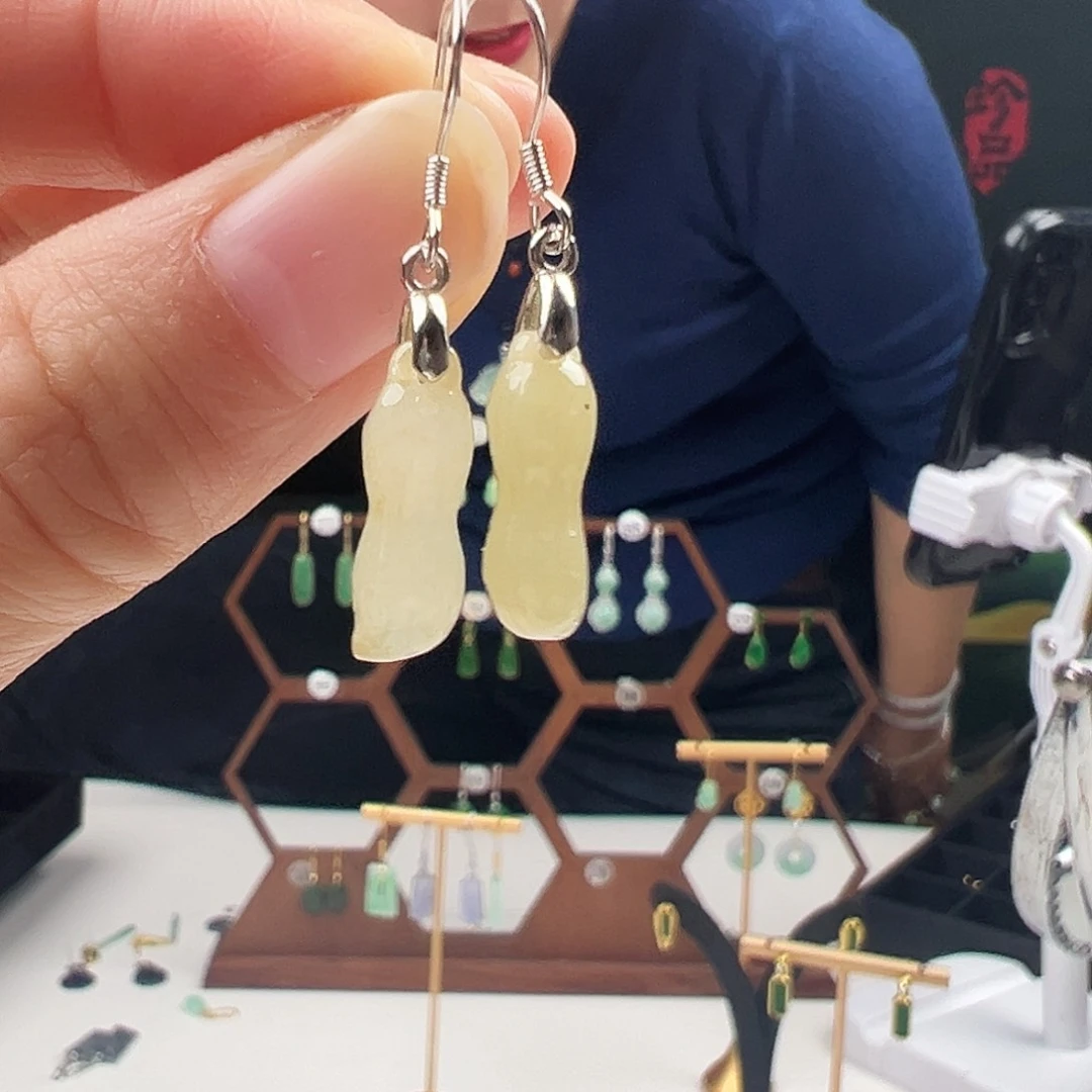 银S925镶嵌翡翠耳饰