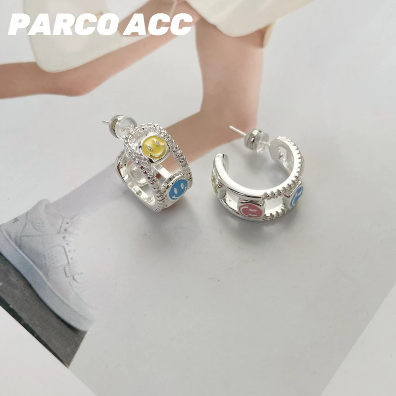 铜合金珐琅耳饰 D313 糖果笑脸耳钉