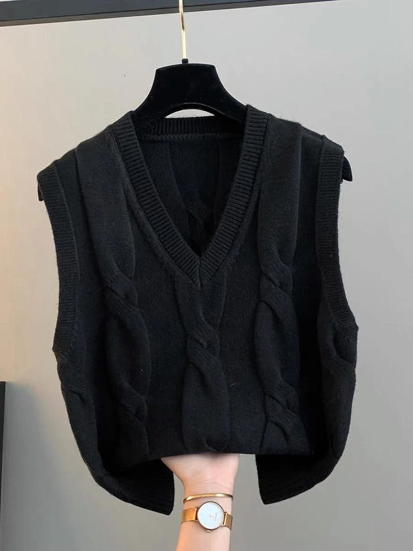 【黑色麻花马甲】秋季新款宽松版针织马甲