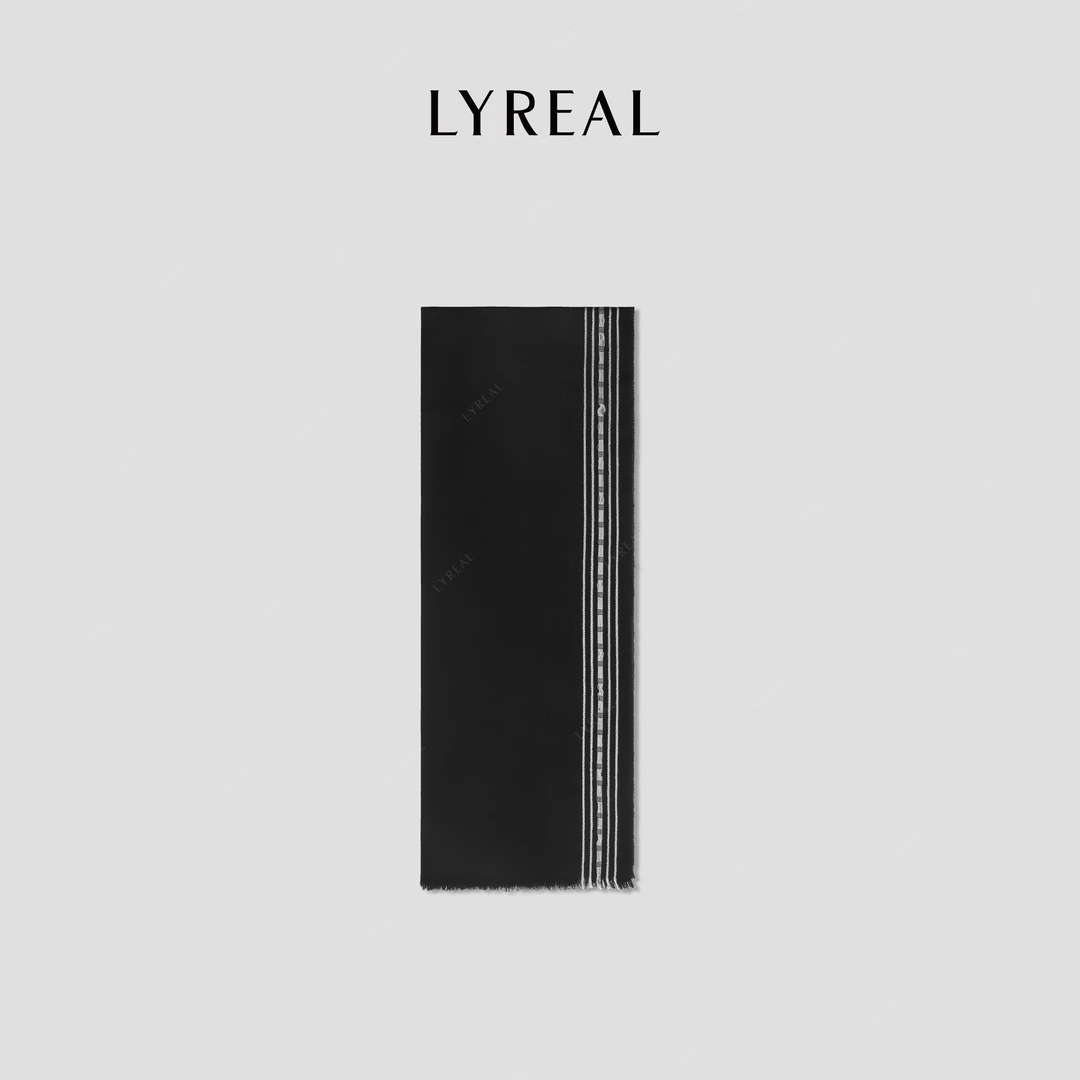 LYREAL 精仿细48支绵羊毛手工剪边围巾 03AC067