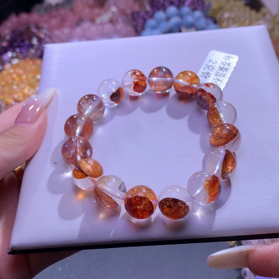 银S925镶嵌手串水晶糖纸胶花12mm+