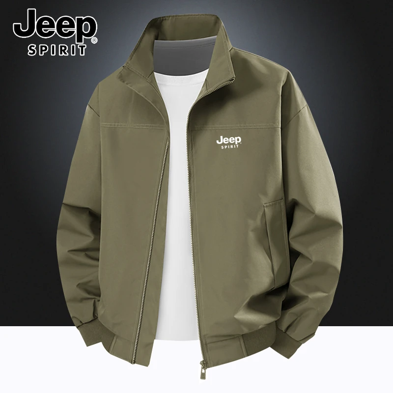 Jeep吉普夹克三防立领休闲宽松大码纯色春秋户外工装飞行百搭外套