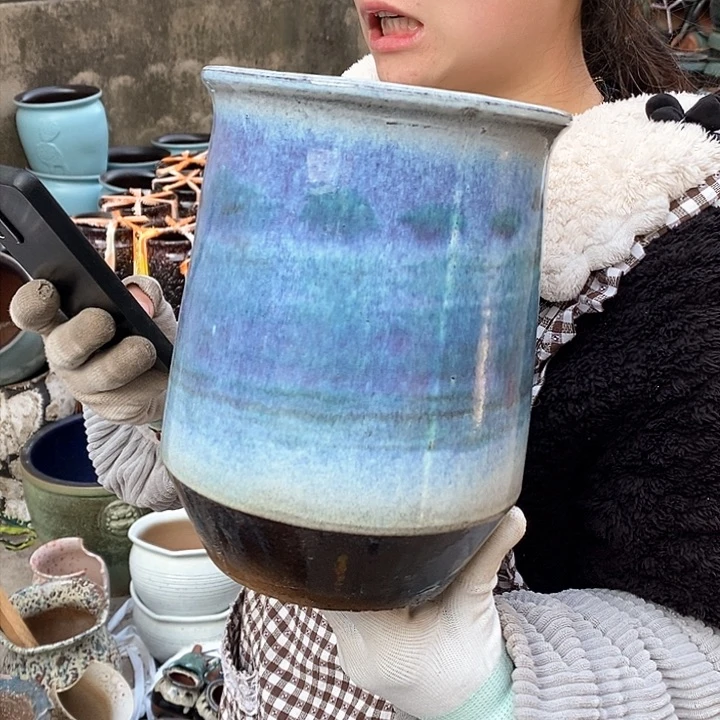 紫砂花盆瑕疵口16高21