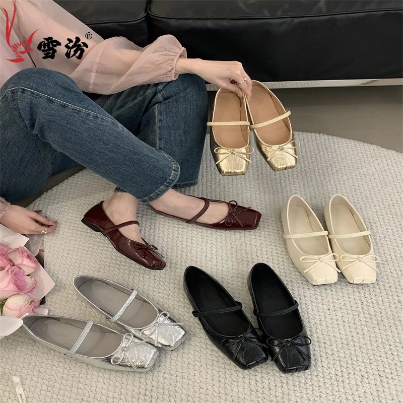 法式复古温柔浅口百搭春季平底单鞋！雪汾2025年春上市休闲平跟尖