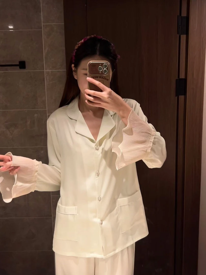法式喇叭袖【FUENYOU家居服】轻奢设计师款睡衣高级家居服女套装