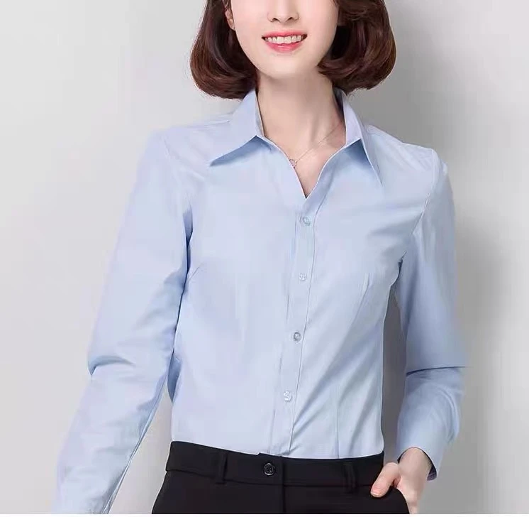 1143/6881经典英伦风女装polo领长袖衬衫