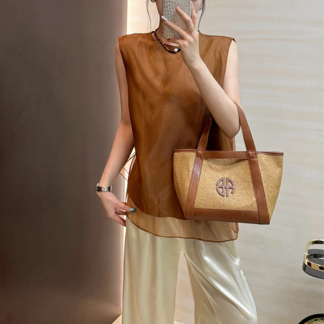 韩版东大门圆领无袖网纱感夏季清凉百搭时尚设计师款显瘦上衣