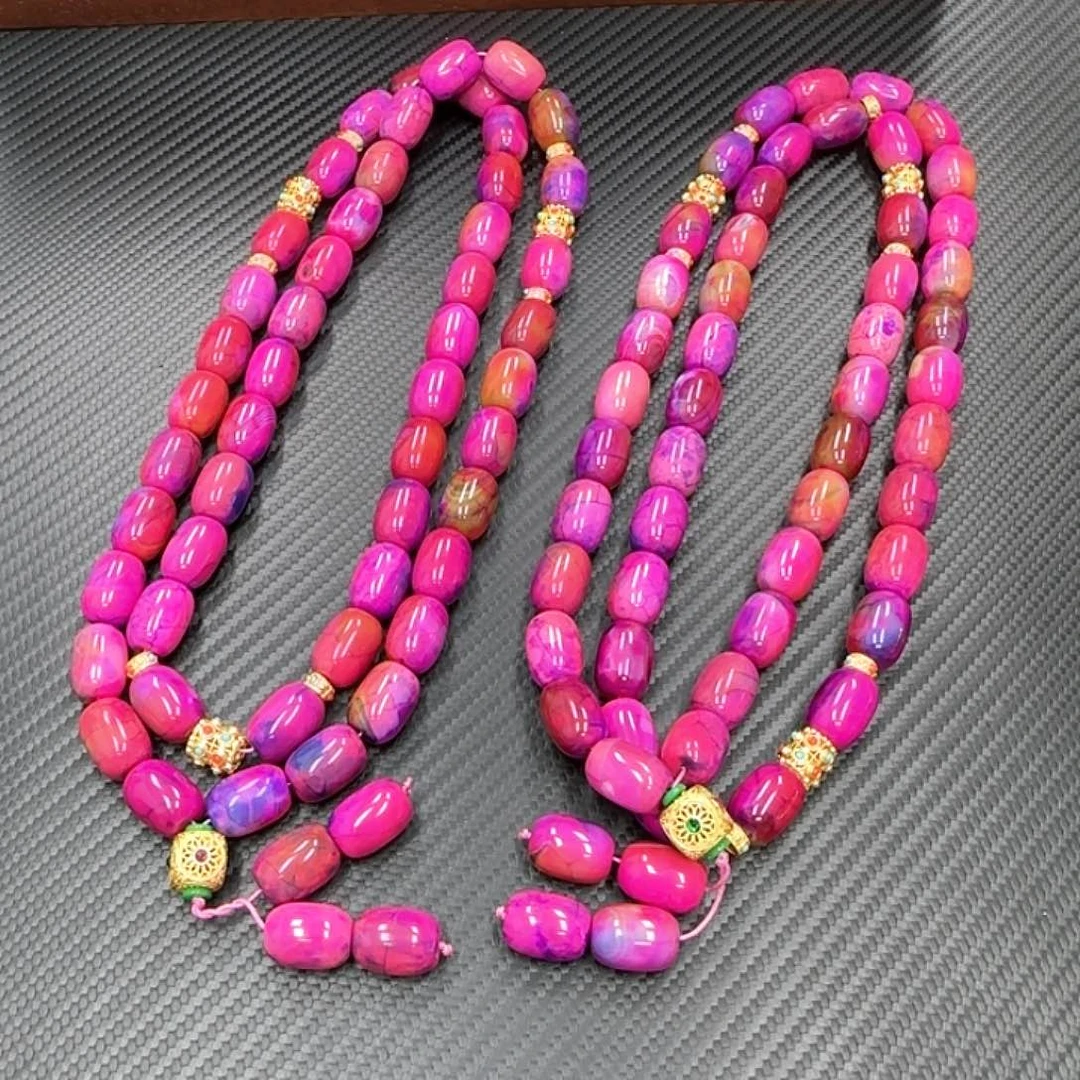 玛瑙/玉髓颈饰未镶嵌紫钛血龙珠项链多样性发一件