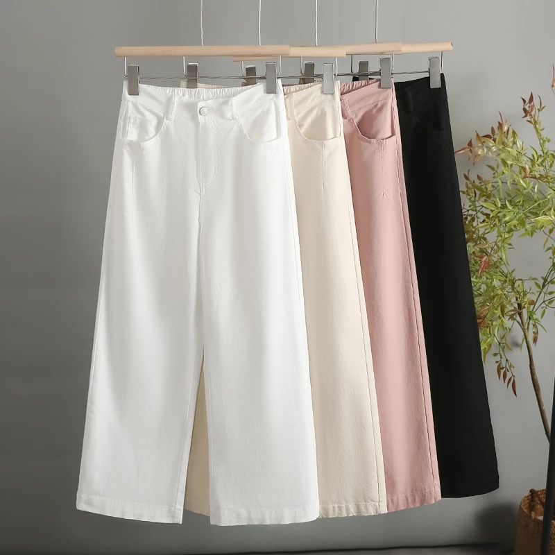 100%全棉直筒牛仔裤高腰女版宽松九分裤夏季休闲裤百搭阔腿裤显瘦