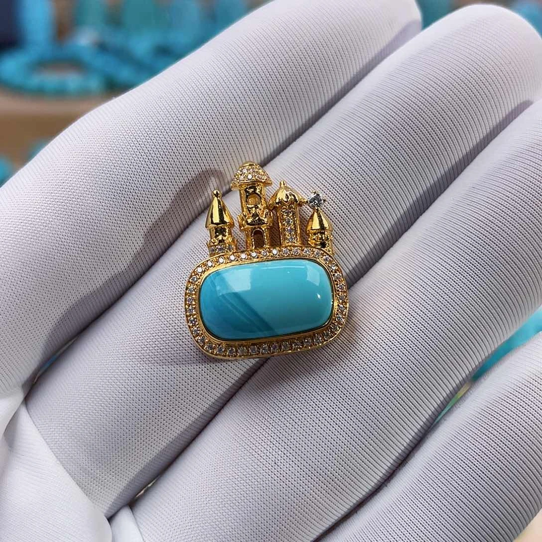 绿松石珠宝奇石18K金镶嵌