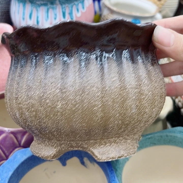 多肉绿植陶瓷花盆9.9包邮，有孔