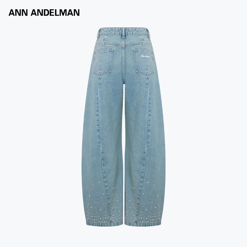 【李柯以同款】ANNANDELMAN阔腿低腰宽松弯刀裤休闲裤做旧牛仔裤女