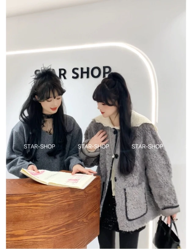 ｛小羊羔｝冬 年货款 圆扣 单排扣 羊毛外套