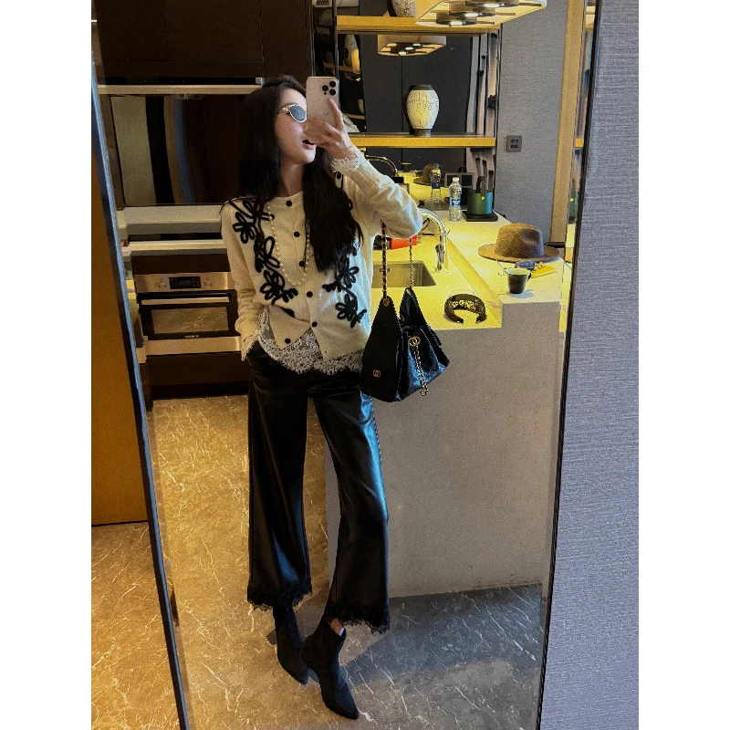 NEW DADADA气质休闲秋季设计感高级感直筒百搭时尚皮裤CDM1341