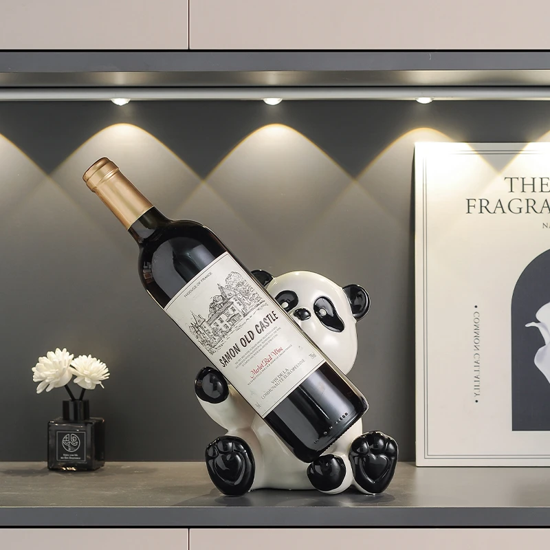 轻奢高档简约陶瓷熊猫摆件创意玄关家居装饰品乔迁新居礼品