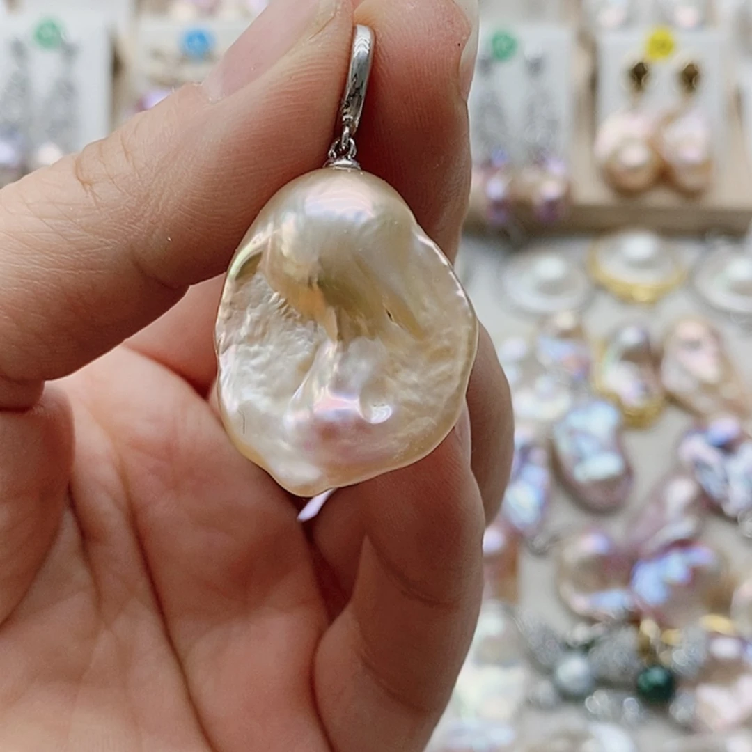 【闪购商品】淡水珍珠耳饰银S925镶嵌灵