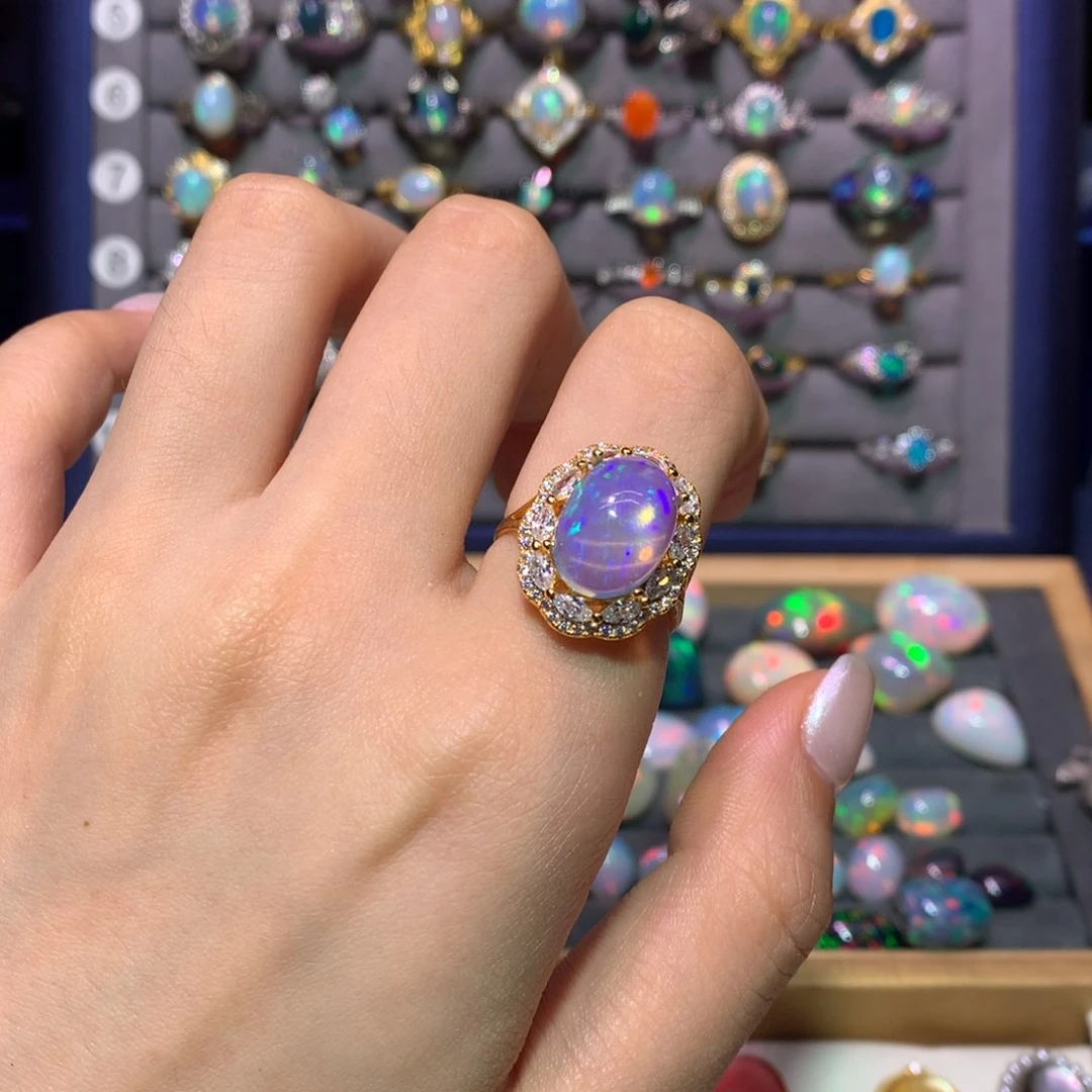 欧泊银S925镀金镶嵌戒指款式花***?