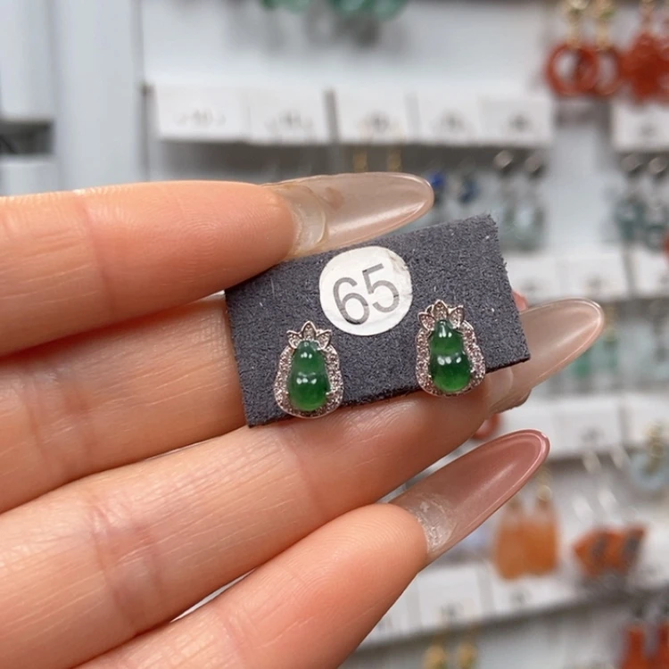 【闪购商品】翡翠耳饰银S925镶嵌耳饰