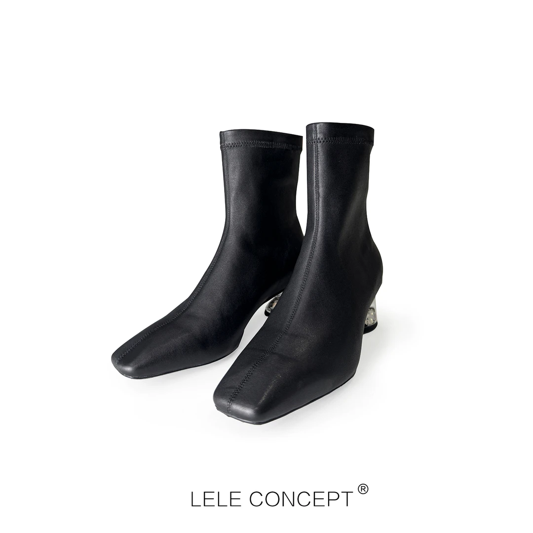 LELE CONCEPT |「夭夭」时髦舒适百搭设计款银跟短靴X0169