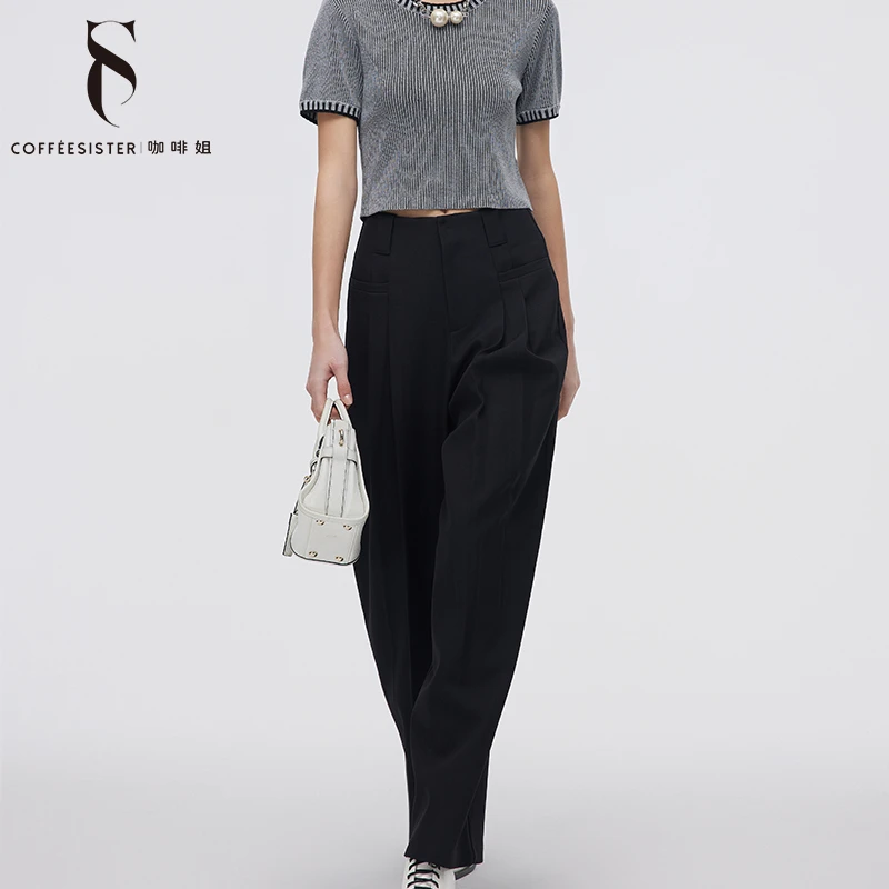 咖啡姐长款宽松带腰带休闲裤CAJC0076