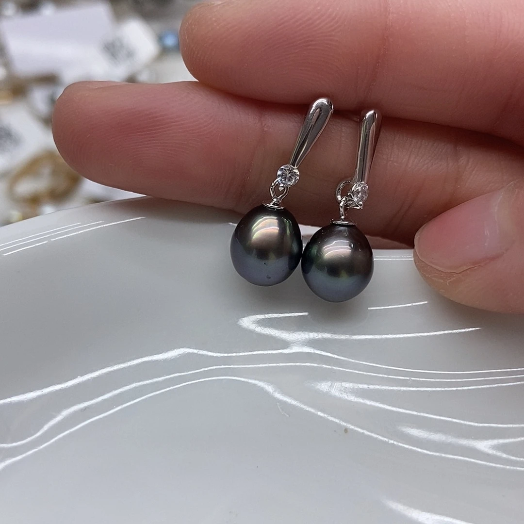 银S925镶嵌海水珍珠耳饰