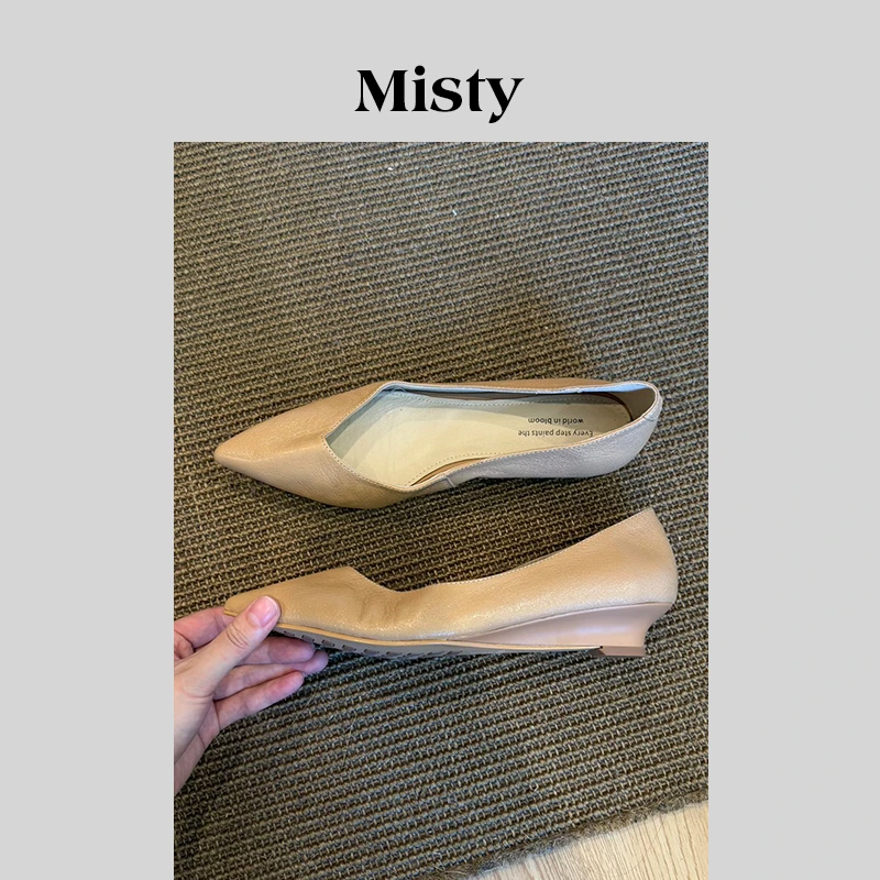 Misty雾屿女鞋|34-40码|3cm|2025爆款软底通勤坡跟尖头百搭单鞋