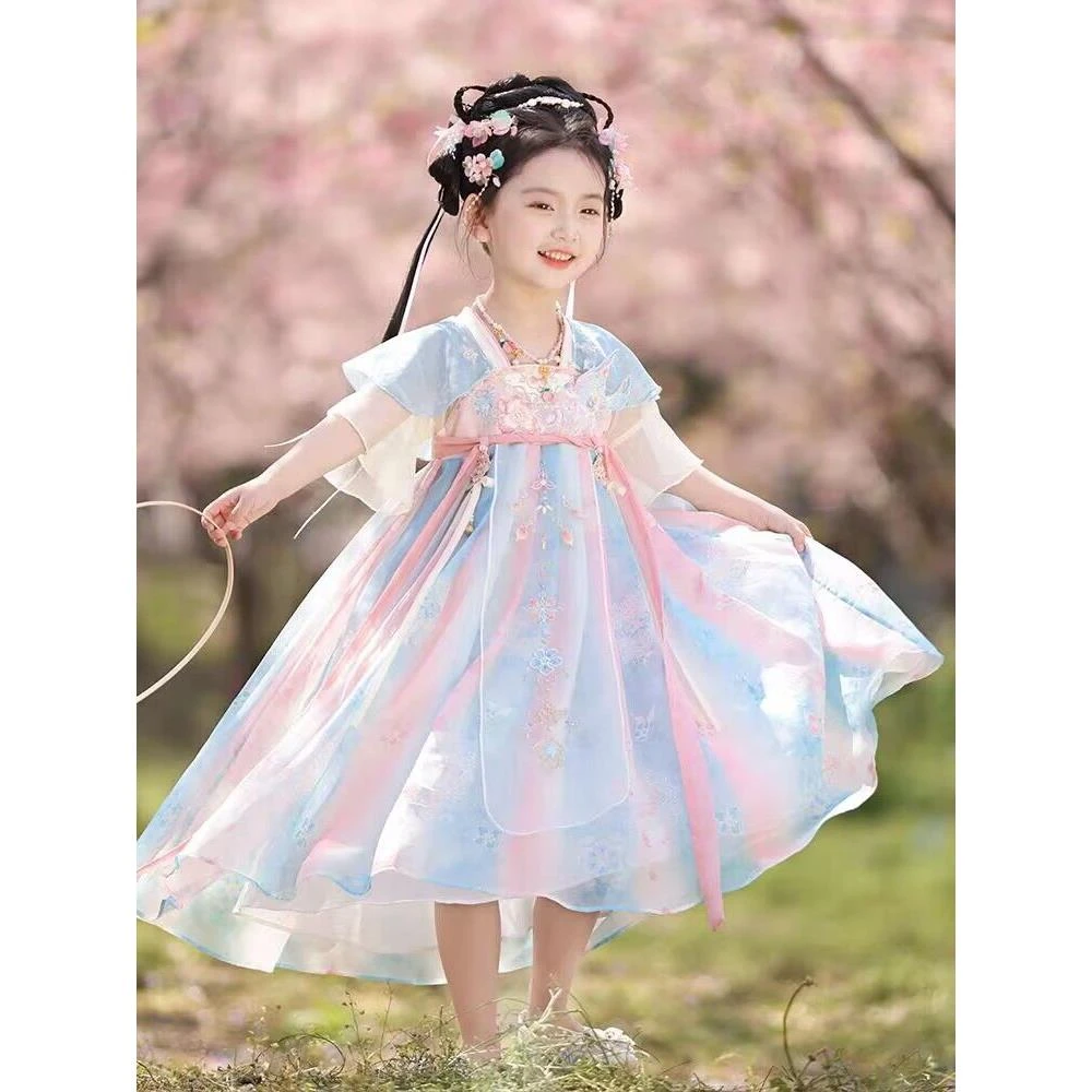 女童汉服夏装新款古装儿童中国风唐装小女孩裙子夏季超仙古风