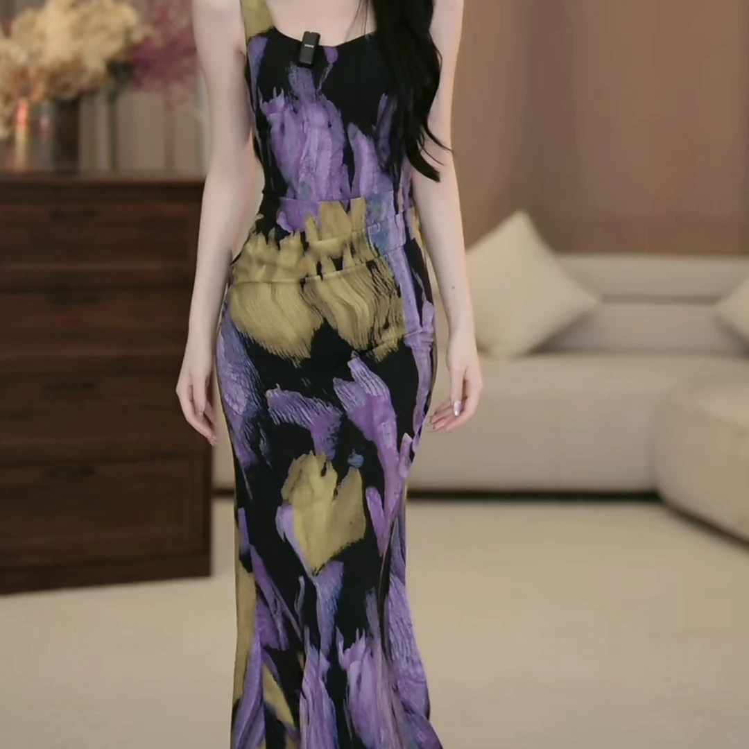 【yola】预谋邂逅夏季新款法式时尚收腰显瘦鱼尾连衣裙-CY0534