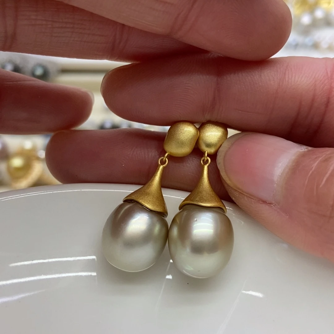 海水珍珠耳饰银S925镶嵌