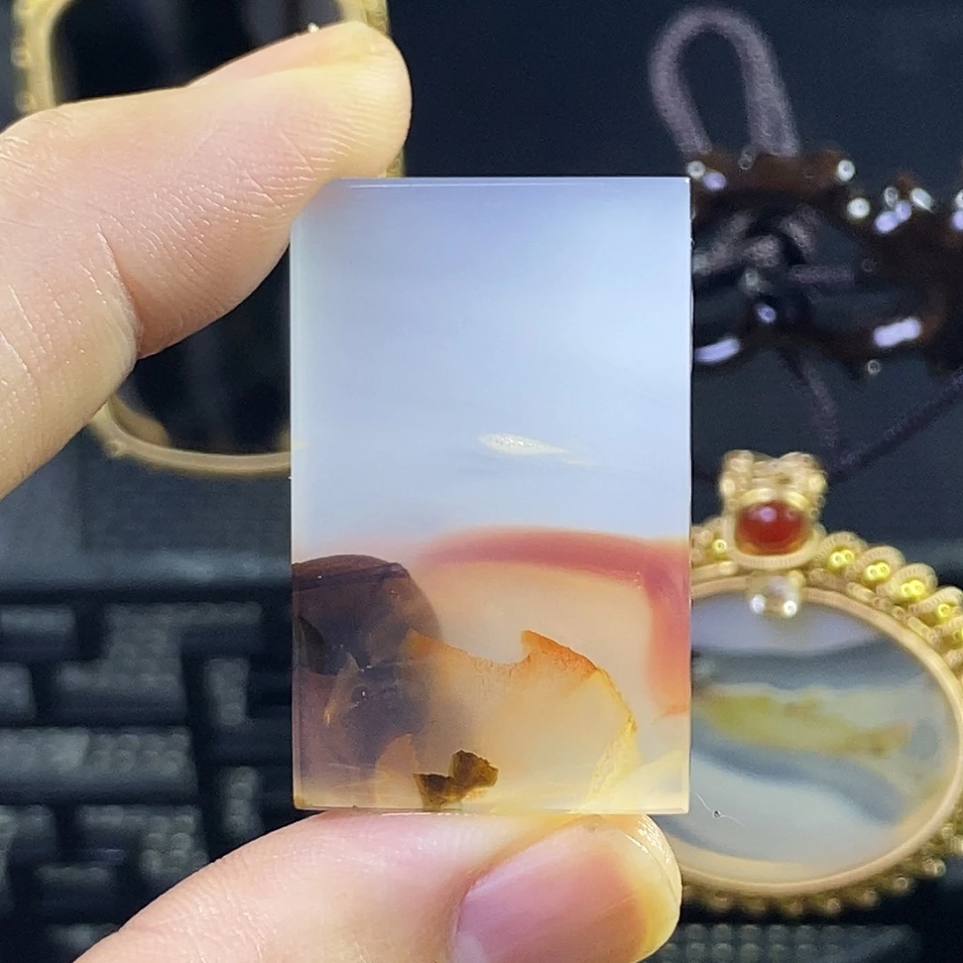 合成碳硅石非金属时尚图纹画面石饰品