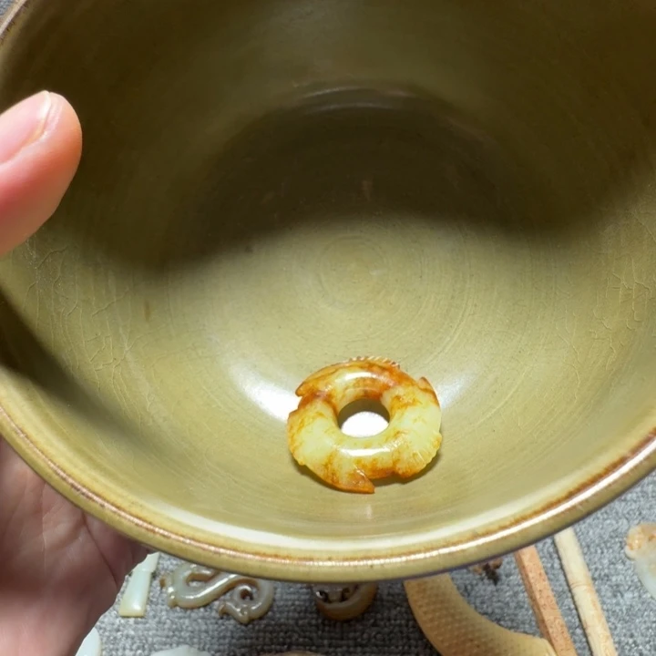 摆件闻**生双鱼青瓷精美大碗