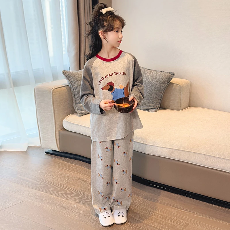 女童卡通可爱家居服2025新款甜美洋气女孩长袖长裤两件套睡衣舒适