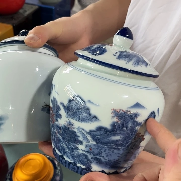 摆件陶瓷茶叶罐密封罐家用摆件