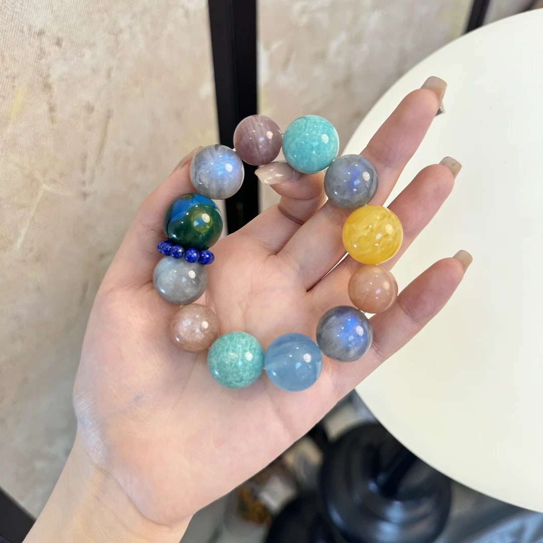 *莫兰迪*灰月光紫马粉手串手链i2-1