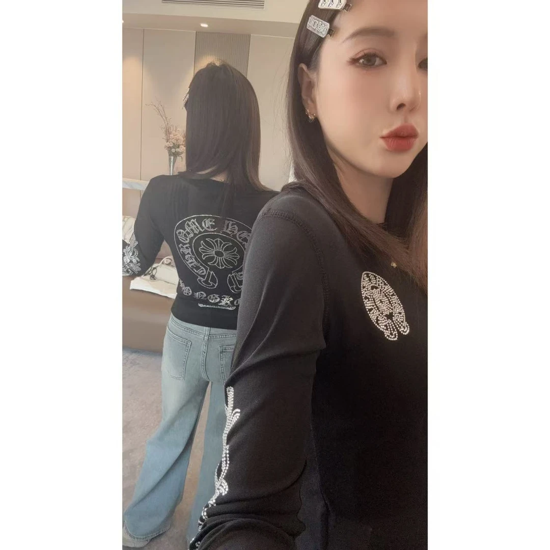 《An ni》Ani-B598 春夏新款烫钻长袖网纱打底